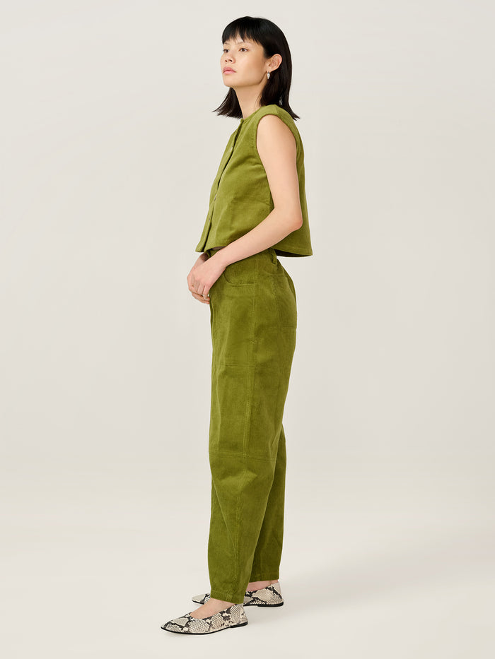 Cosme Cord Top in Moss Green