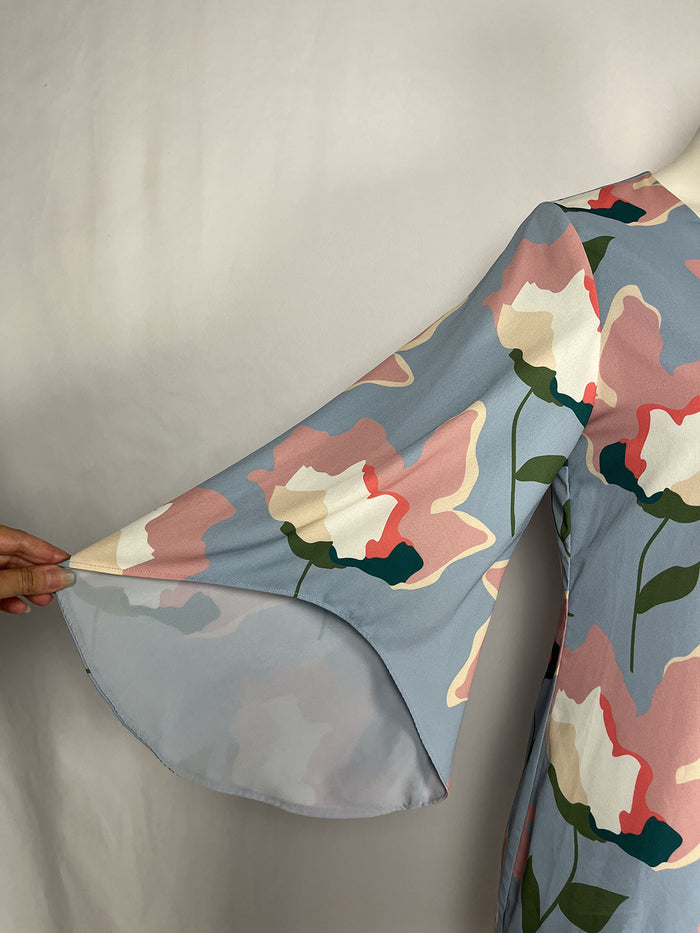 Crosby by Mollie Burch Size L (14) Light Blue Floral Dress