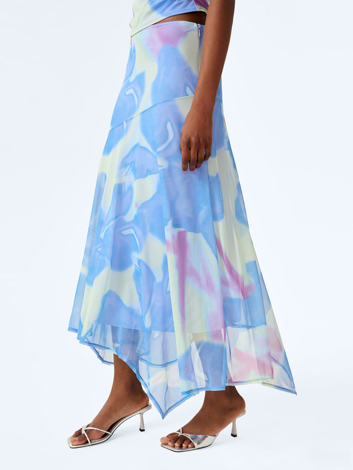 Cruze Skirt in Mint Glitched Floral