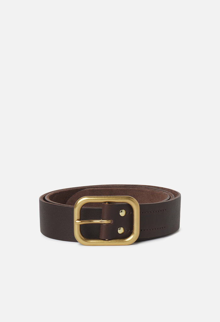 Dalton Leather Belt / Brown x Brass