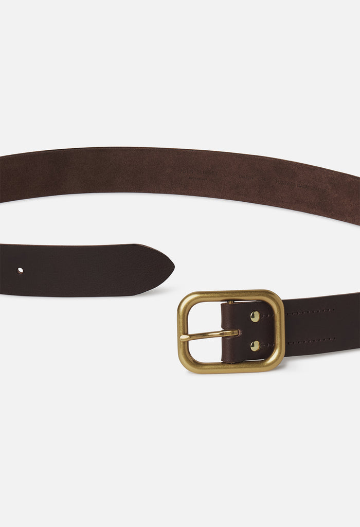 Dalton Leather Belt / Brown x Brass