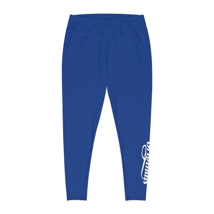 Dark Blue Plus Size Leggings — Subtle Side Script Graphic, Comfortable Everyday Activewear - 314 Originals