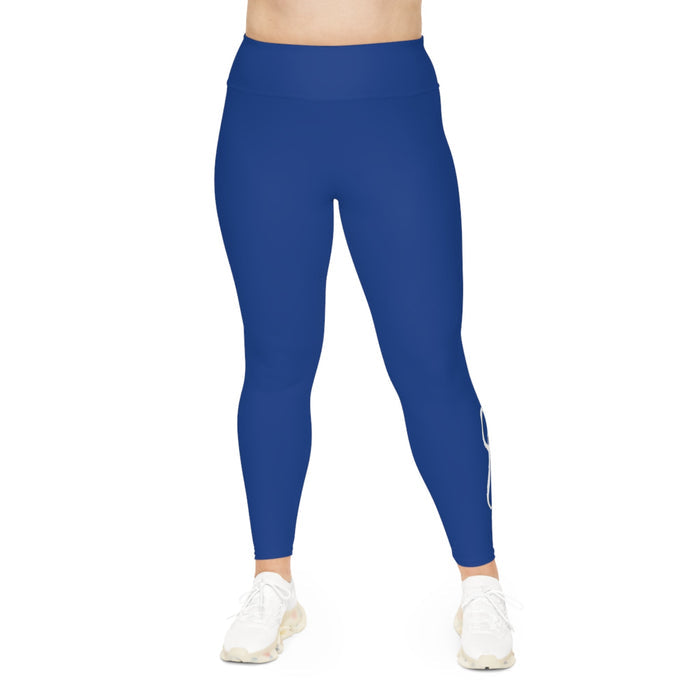 Dark Blue Plus Size Leggings — Subtle Side Script Graphic, Comfortable Everyday Activewear - 314 Originals