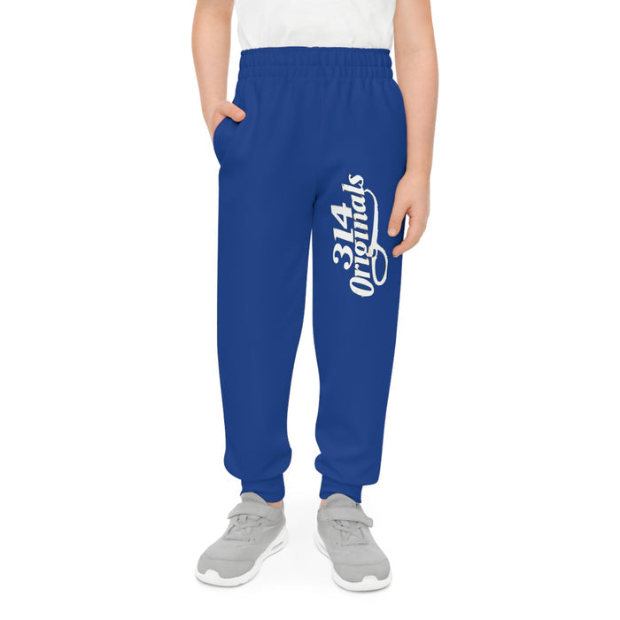 Dark Blue Youth Joggers with 314 Originals Side Graphic — Kids Athletic Sweatpants - 314 Originals