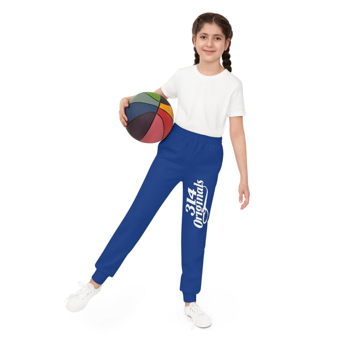 Dark Blue Youth Joggers with 314 Originals Side Graphic — Kids Athletic Sweatpants - 314 Originals