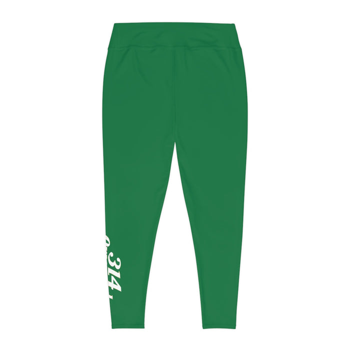 Dark Green Plus Size Leggings — Subtle Side Script Graphic, Comfortable Everyday Activewear - 314 Originals