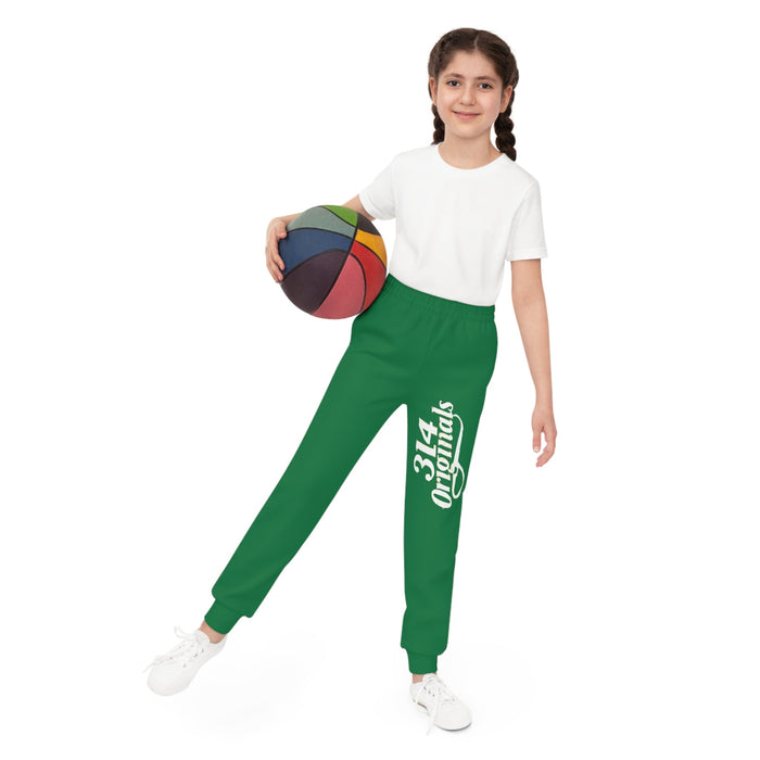 Dark Green Youth Joggers with 314 Originals Side Graphic — Kids Athletic Sweatpants - 314 Originals