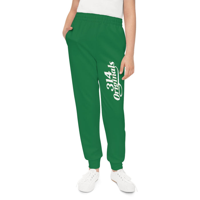Dark Green Youth Joggers with 314 Originals Side Graphic — Kids Athletic Sweatpants - 314 Originals