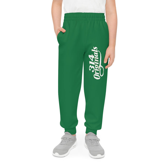 Dark Green Youth Joggers with 314 Originals Side Graphic — Kids Athletic Sweatpants - 314 Originals
