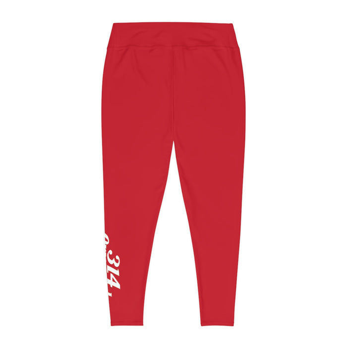 Dark Red Plus Size Leggings — Subtle Side Script Graphic, Comfortable Everyday Activewear - 314 Originals