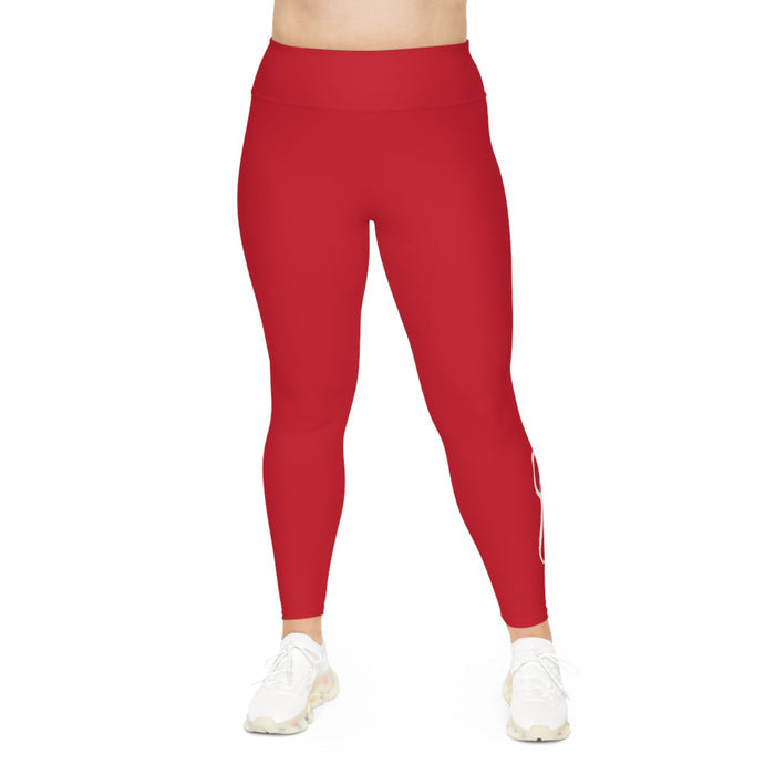 Dark Red Plus Size Leggings — Subtle Side Script Graphic, Comfortable Everyday Activewear - 314 Originals