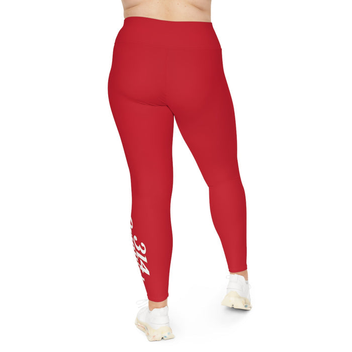 Dark Red Plus Size Leggings — Subtle Side Script Graphic, Comfortable Everyday Activewear - 314 Originals