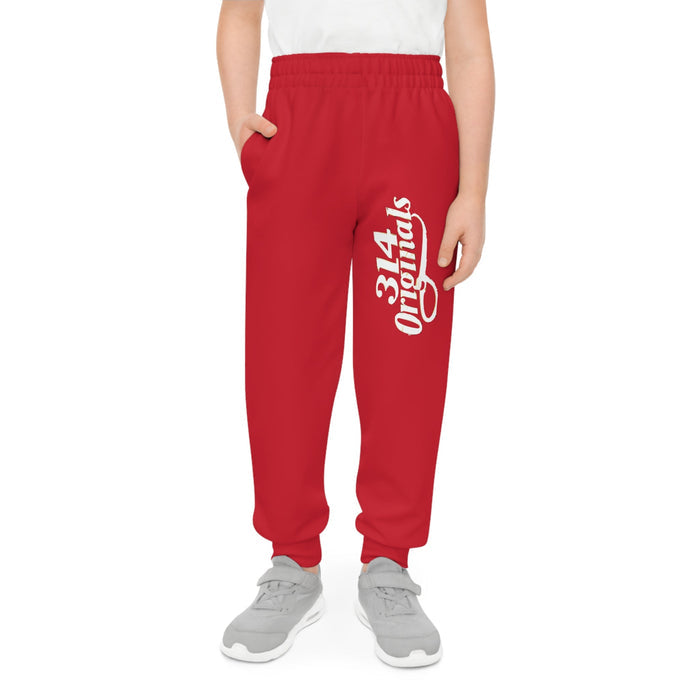 Dark Red Youth Joggers with 314 Originals Side Graphic — Kids Athletic Sweatpants - 314 Originals