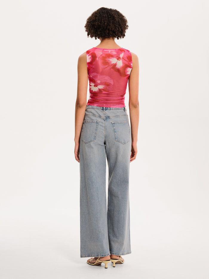Delia Top in Brightest Floral Pink Print