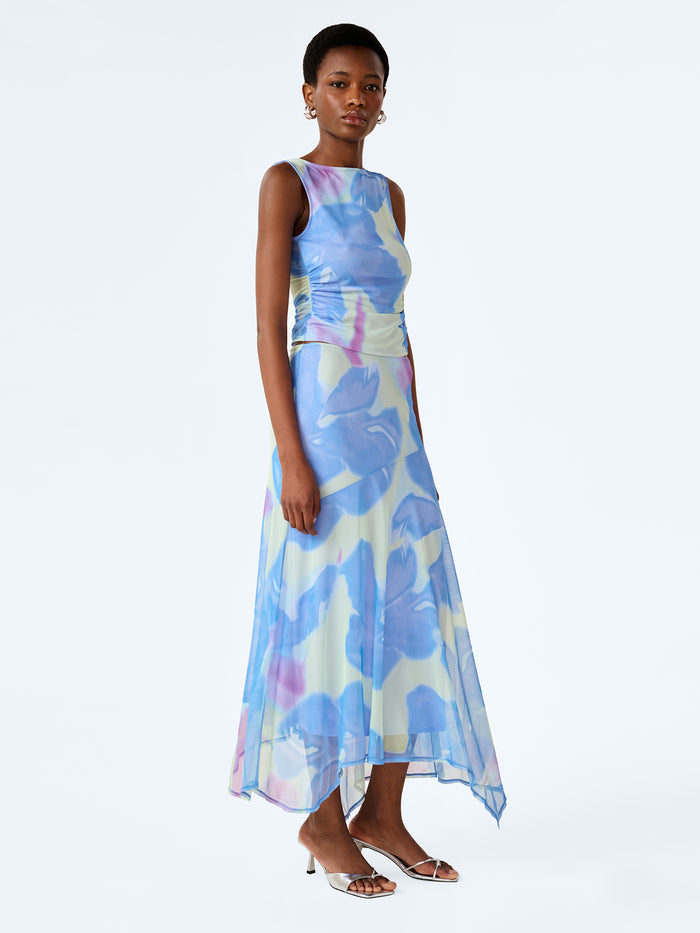 Delia Top in Mint Glitched Floral