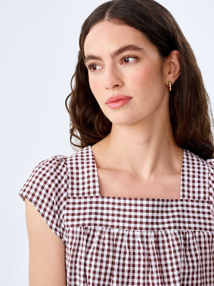 Delphine Dress in Choclate/Cream Gingham