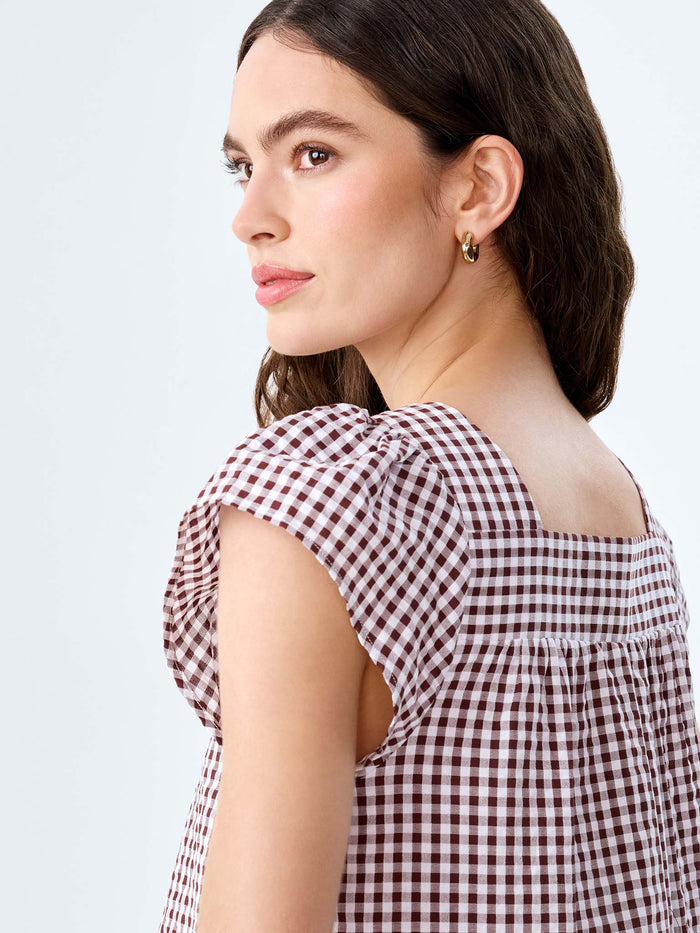 Delphine Dress in Choclate/Cream Gingham