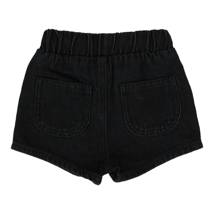 Denim Pull On Shorts- Black Denim