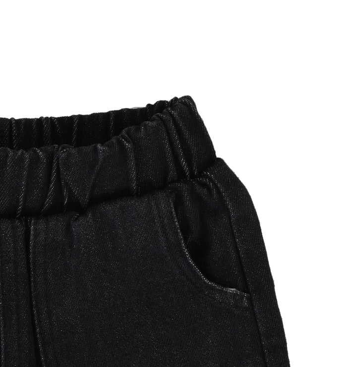 Denim Pull On Shorts- Black Denim