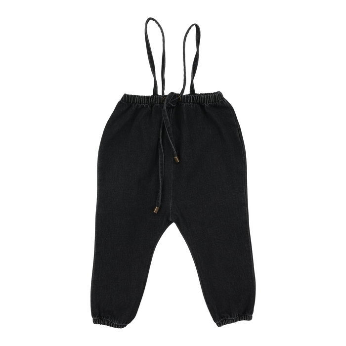 Denim Suspender Pants - Black