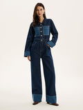 Diya Contrast Denim Jumpsuit in Midwash