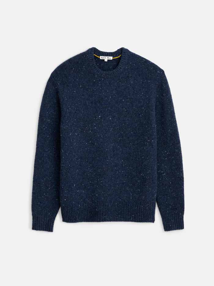 Donegal Crew Neck Sweater In Navy Donegal