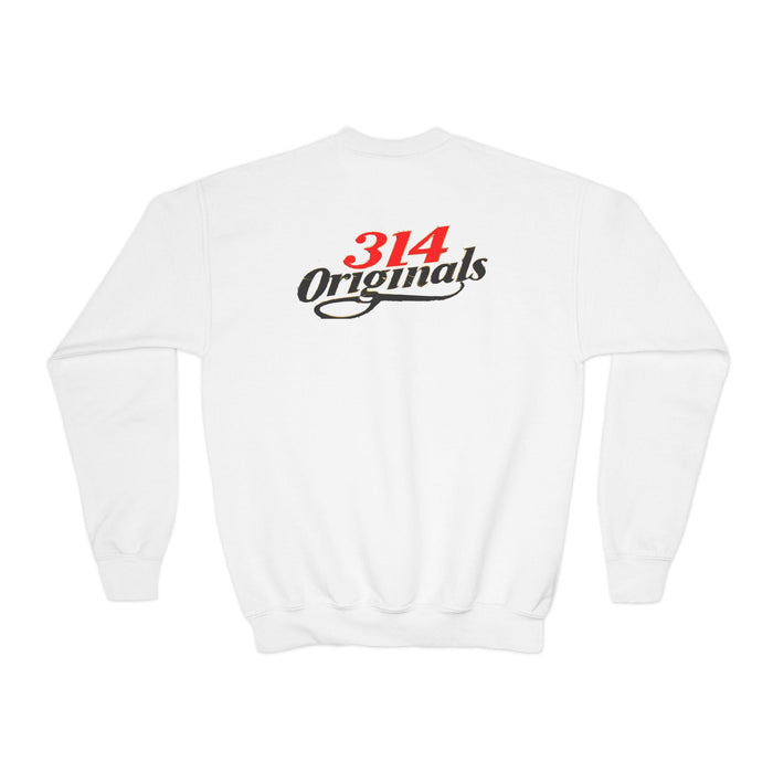 "DOPE" Red Varsity Graphic Youth Crewneck Sweatshirt - 314 Originals