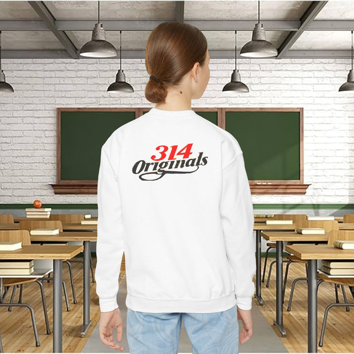 "DOPE" Red Varsity Graphic Youth Crewneck Sweatshirt - 314 Originals