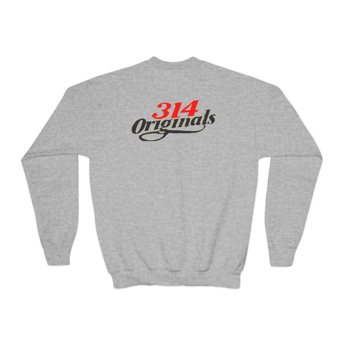 "DOPE" Red Varsity Graphic Youth Crewneck Sweatshirt - 314 Originals