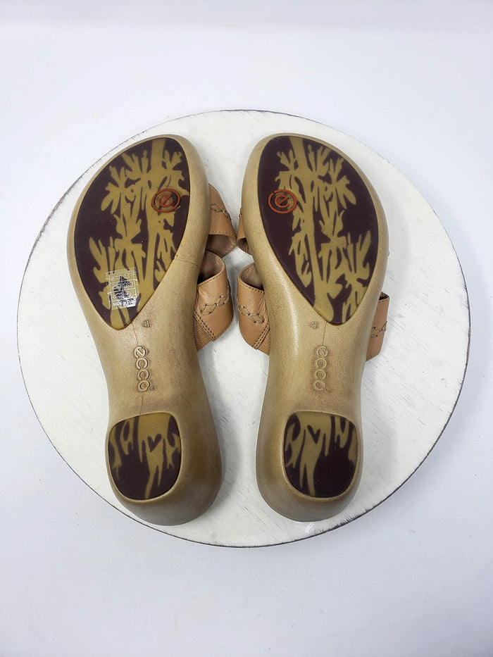 ecco Size 10 (41) Beige Stitched Slide Sandals NWOB