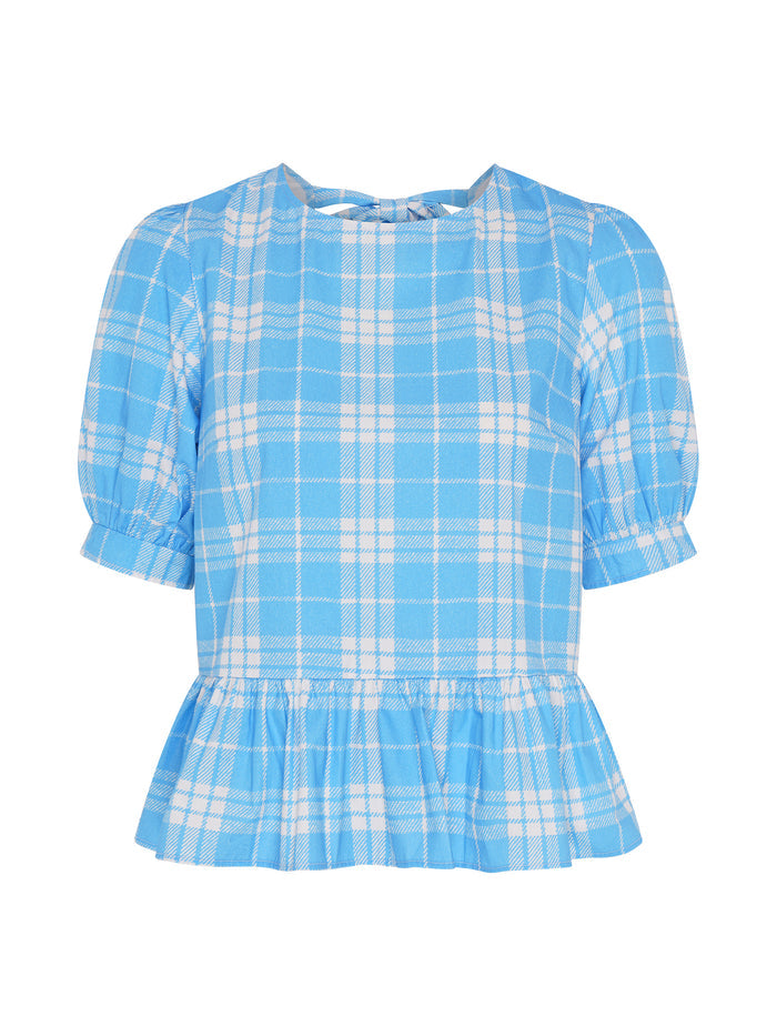 Ellie Frill Hem Puff Sleeve Printed Cotton Blouse
