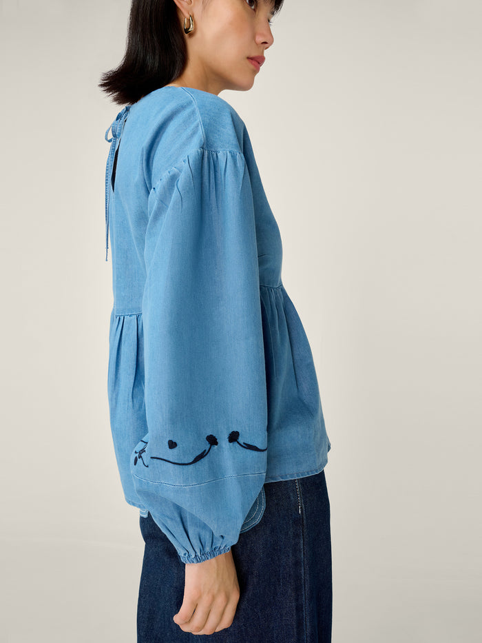 Elma Blouse in Chambray