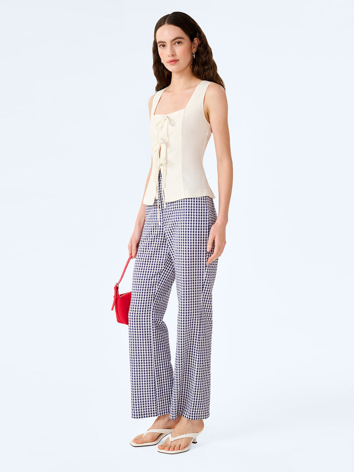 Elodie Trouser in Navy/Cream Gingham