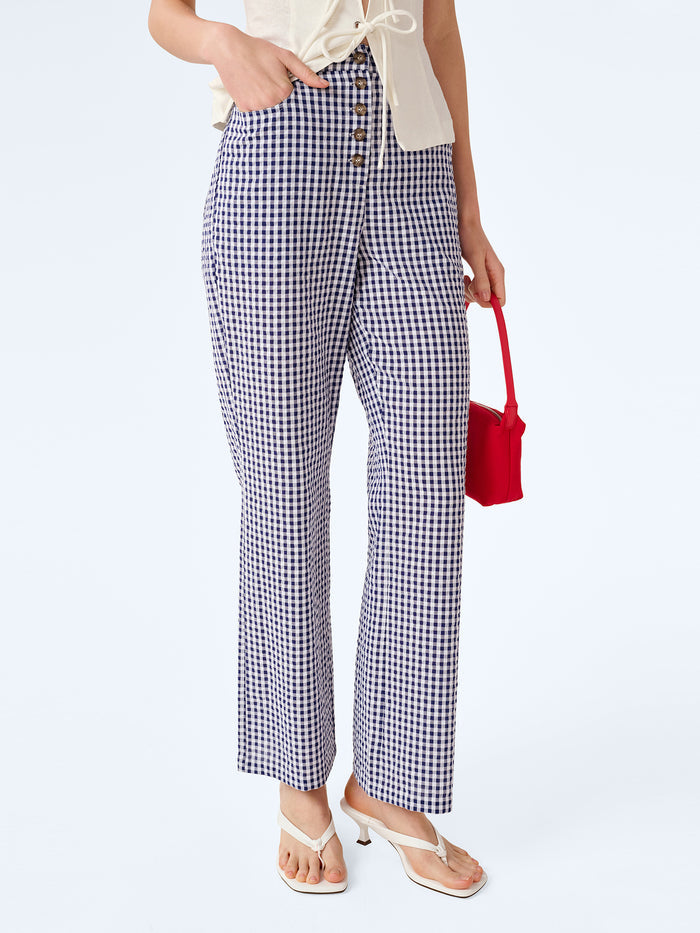 Elodie Trouser in Navy/Cream Gingham
