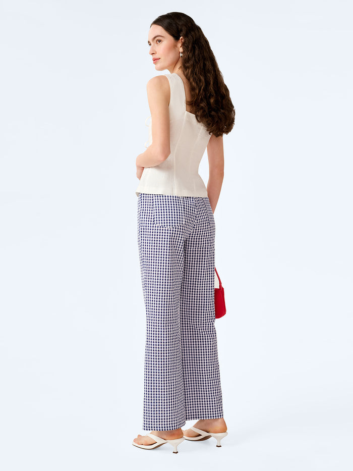 Elodie Trouser in Navy/Cream Gingham