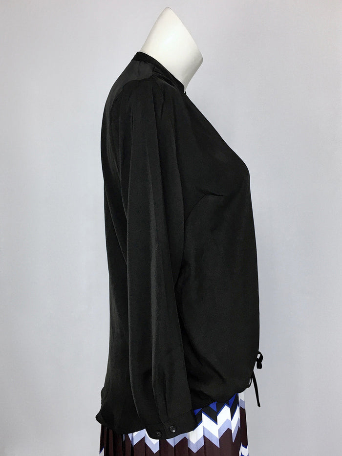 eloquii Size 16 Black Sateen Faux Wrap Shirt NWT