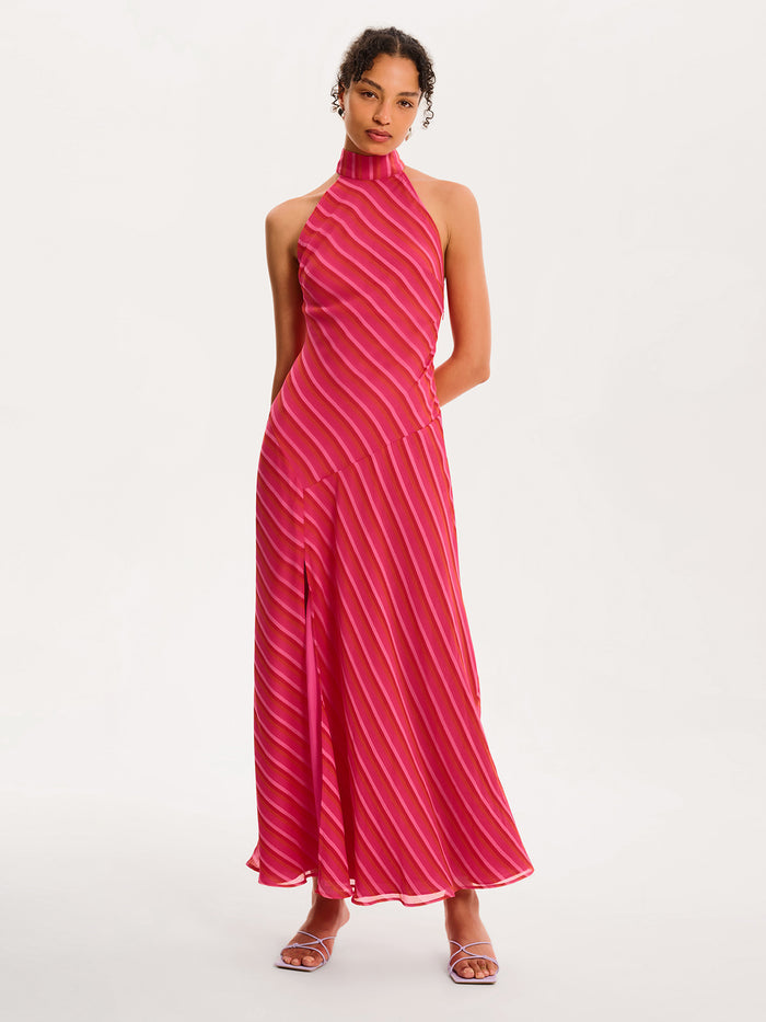 Elsie Striped Dress in Pink and Orange