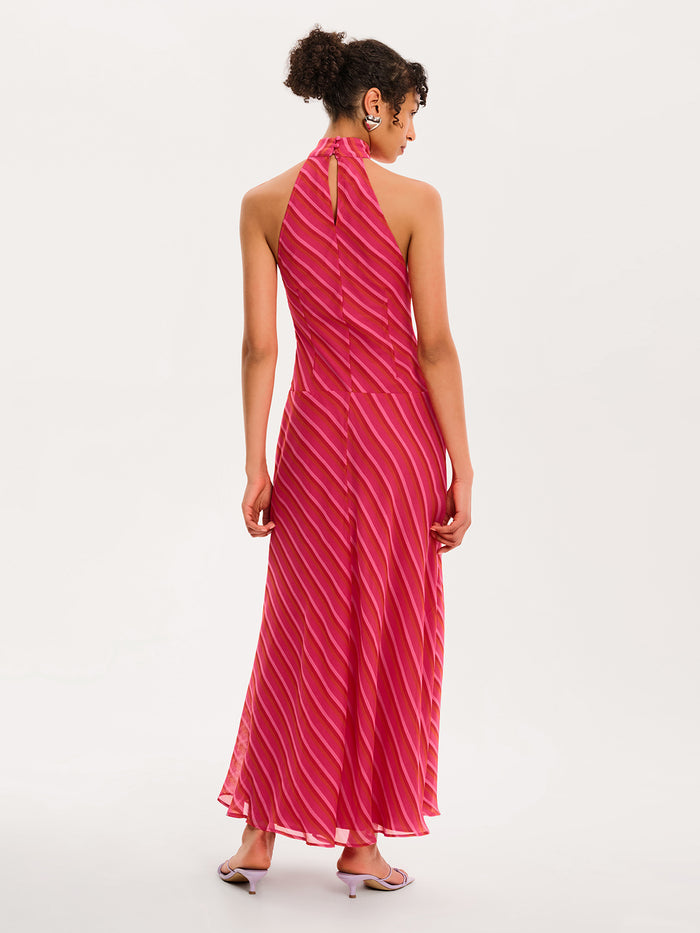 Elsie Striped Dress in Pink and Orange