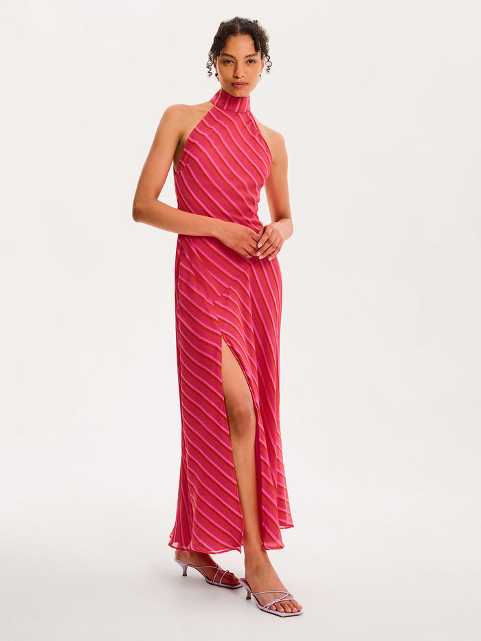 Elsie Striped Dress in Pink and Orange