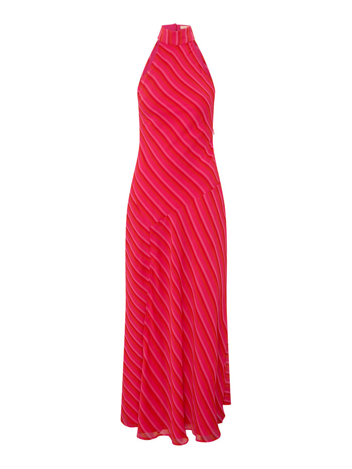 Elsie Striped Dress in Pink and Orange