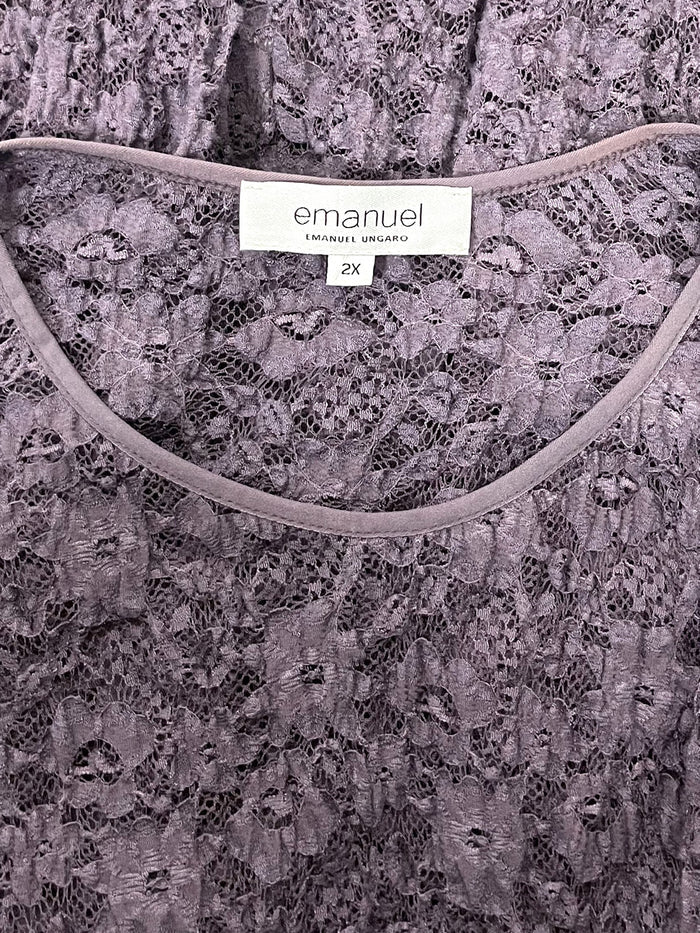 Emanuel Ungaro Size 2X (20/22) Dusty Purple Floral Shirt