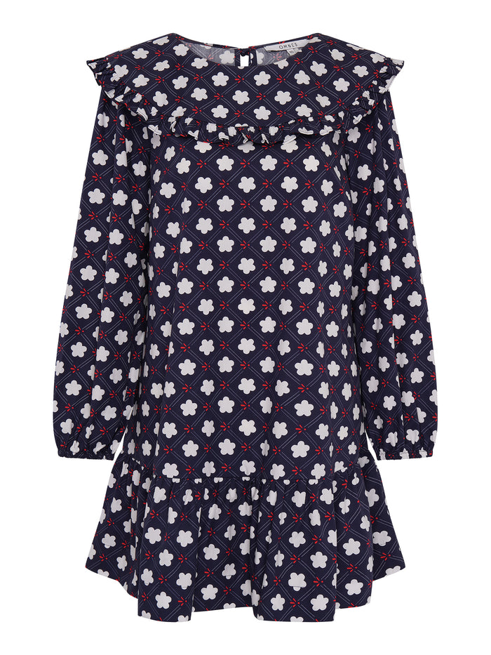 Emili Mini Dress in Navy Print