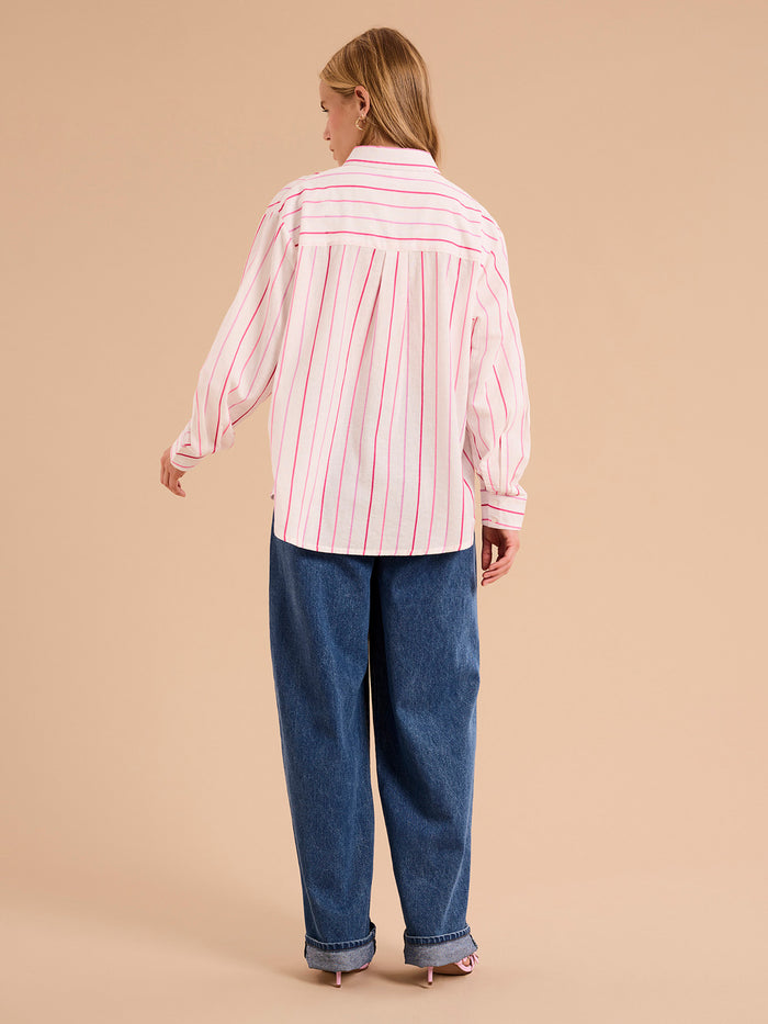 Evie Linen Stripe Oversized Shirt