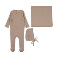 Fine Pointelle Layette Set - Taupe