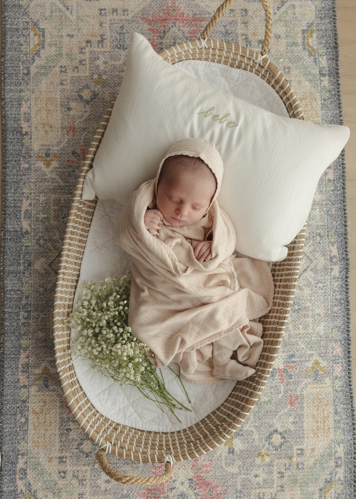 Fine Pointelle Layette Set - Taupe