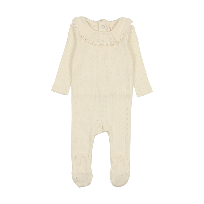 Fine Pointelle Ruffle Collar Footie