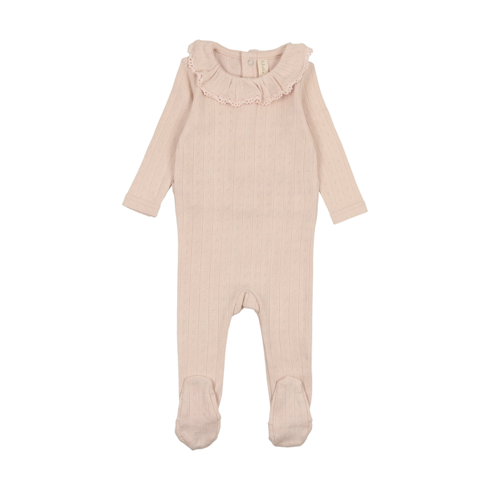 Fine Pointelle Ruffle Collar Footie