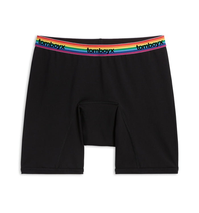 First Line Period 9" Boxer Briefs - Black Rainbow Logo