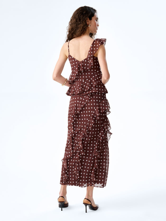 Francie Top in Brown Starburst Print