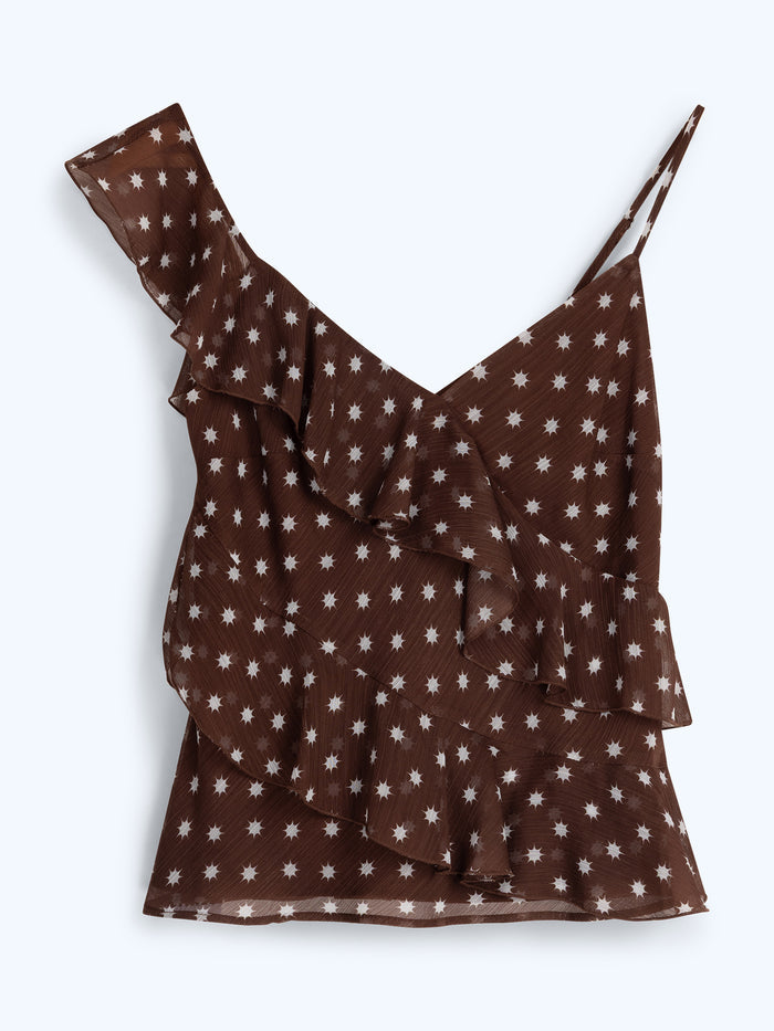 Francie Top in Brown Starburst Print